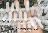 CBBS55 15 inches 8*30mm - 9*33mm hexahedral prism white crystal beads