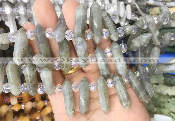 CBBS60 15 inches 8*30mm - 9*33mm hexahedral prism labradorite beads