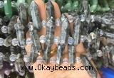 CBBS61 15 inches 8*30mm - 9*33mm hexahedral prism black labradorite beads