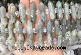 CBBS72 15 inches 8*30mm - 9*33mm hexahedral prism labradorite beads