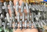 CBBS74 15 inches 8*30mm - 9*33mm hexahedral prism grey picture jasper beads