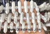 CBBS75 15 inches 8*30mm - 9*33mm hexahedral prism white howlite beads