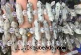 CBBS81 15 inches 8*30mm - 9*33mm hexahedral prism kiwi jasper beads