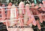 CBBS89 15 inches 8*30mm - 8*32mm hexahedral prism cherry quartz beads