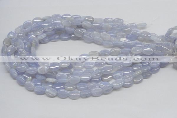 CBC09 15.5 inches 10*14mm oval blue chalcedony beads wholesale