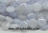 CBC11 15.5 inches 10mm flat round blue chalcedony beads wholesale