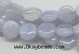 CBC12 15.5 inches 12mm flat round blue chalcedony beads wholesale