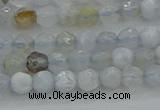 CBC461 15.5 inches 4mm faceted round blue chalcedony gemstone beads