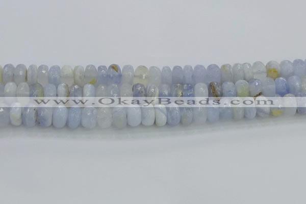 CBC466 15.5 inches 6*10mm faceted rondelle blue chalcedony beads