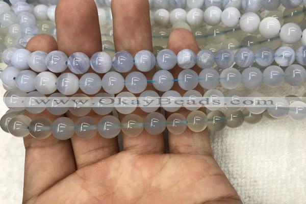 CBC712 15.5 inches 8mm round blue chalcedony beads wholesale