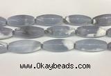 CBC783 15.5 inches 18*45mm rice blue chalcedony beads