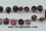 CBD15 6*8mm top-drilled teardrop brecciated jasper gemstone beads