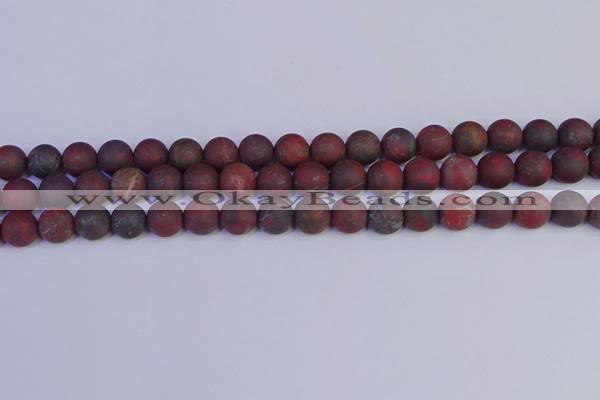 CBD363 15.5 inches 10mm round matte poppy jasper beads wholesale