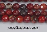 CBD375 15.5 inches 4mm faceted round poppy jasper beads