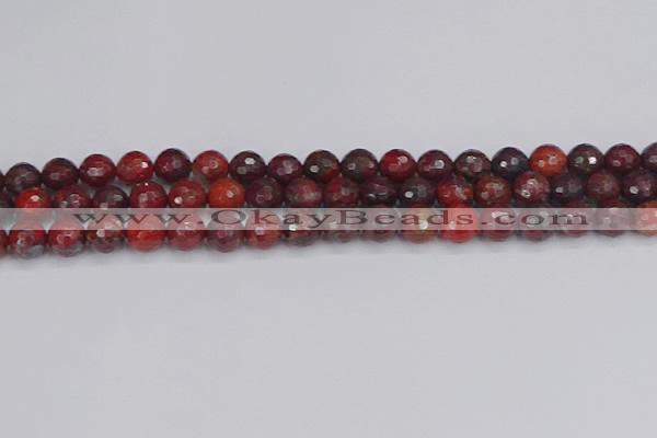 CBD377 15.5 inches 8mm faceted round poppy jasper beads