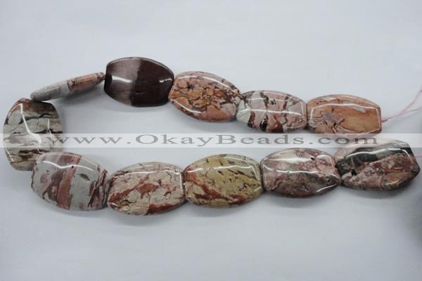 CBD75 15.5 inches 25*35mm flat drum brecciated jasper gemstone beads