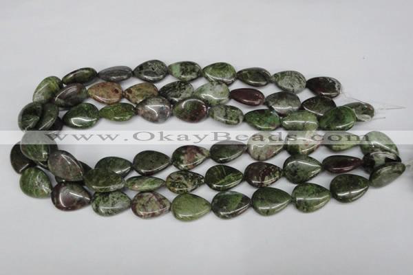 CBG10 15.5 inches 15*20mm flat teardrop bronze green gemstone beads