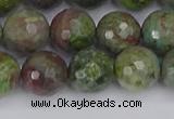 CBG104 15.5 inches 12mm faceted round bronze green gemstone beads