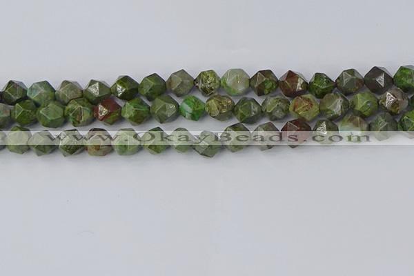 CBG110 15.5 inches 10mm faceted nuggets bronze green gemstone beads