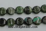 CBG14 15.5 inches 10mm flat round bronze green gemstone beads