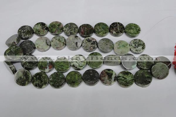 CBG62 15.5 inches 20mm coin bronze green gemstone beads