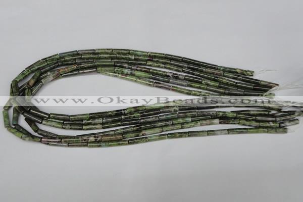 CBG75 15.5 inches 4*14mm tube bronze green gemstone beads