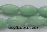 CBJ16 15.5 inches 12*22mm faceted rice jade beads wholesale