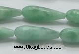 CBJ26 15.5 inches 10*30mm faceted teardrop jade beads wholesale