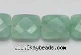 CBJ34 15.5 inches 20*20mm faceted square jade beads wholesale