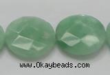 CBJ39 15.5 inches 25mm faceted flat round jade beads wholesale