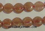 CBQ16 15.5 inches 12mm flat round strawberry quartz beads wholesale