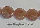 CBQ18 15.5 inches 16mm flat round strawberry quartz beads wholesale