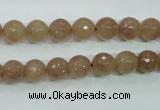 CBQ212 15.5 inches 8mm faceted round strawberry quartz beads