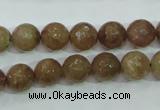 CBQ213 15.5 inches 10mm faceted round strawberry quartz beads