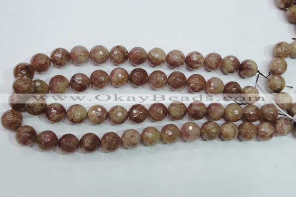 CBQ215 15.5 inches 14mm faceted round strawberry quartz beads