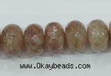 CBQ224 15.5 inches 10*16mm faceted rondelle strawberry quartz beads