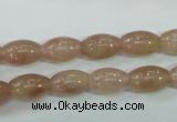 CBQ225 15.5 inches 8*12mm rice strawberry quartz beads