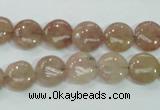 CBQ235 15.5 inches 10mm flat round strawberry quartz beads