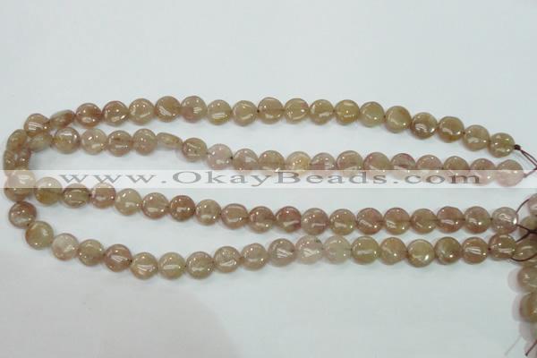 CBQ235 15.5 inches 10mm flat round strawberry quartz beads