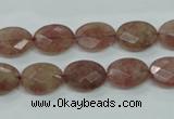 CBQ252 15.5 inches 10*14mm faceted oval strawberry quartz beads