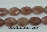 CBQ253 15.5 inches 12*16mm faceted oval strawberry quartz beads