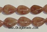 CBQ26 15.5 inches 12*16mm flat teardrop strawberry quartz beads