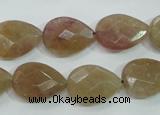 CBQ260 15.5 inches 13*18mm faceted flat teardrop strawberry quartz beads