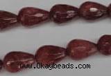 CBQ268 15.5 inches 10*15mm faceted teardrop strawberry quartz beads