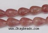 CBQ269 15.5 inches 10*15mm faceted teardrop strawberry quartz beads