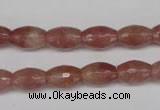 CBQ270 15.5 inches 8*12mm faceted rice strawberry quartz beads