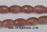 CBQ271 15.5 inches 10*14mm faceted rice strawberry quartz beads