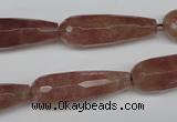 CBQ275 15.5 inches 10*30mm faceted teardrop strawberry quartz beads