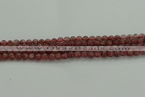 CBQ311 15.5 inches 6mm round natural strawberry quartz beads