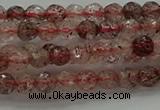 CBQ320 15.5 inches 4mm faceted round strawberry quartz beads